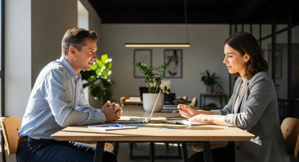 Leader having a clear expectations conversation with a team member