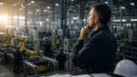 Manufacturing leader practicing self-management while observing the production floor to prevent pressure from affecting the team.